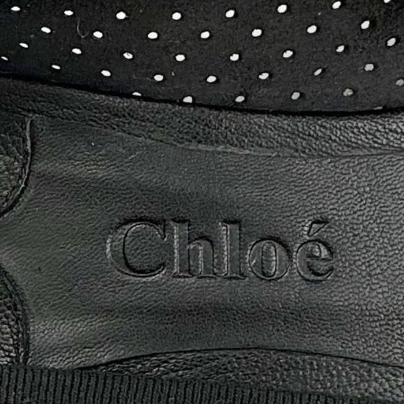 Chloe Black Perforated Ballet Flats bows derail 8 - Picture 8 of 9